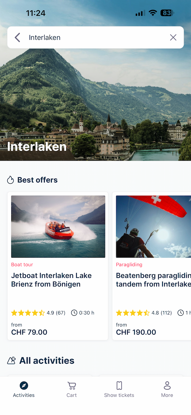 Swiss Activities App